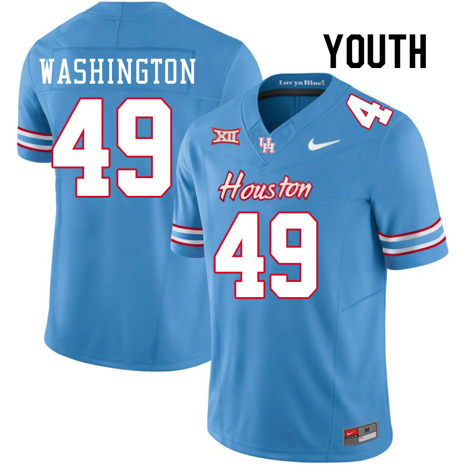 Youth #49 Darius Washington Houston Cougars College Football Jerseys Stitched-Oilers